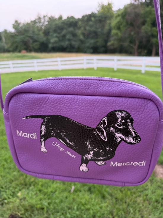 Handbags - Purple Dachshund Crossbody Bag - 'Mardi Mercredi'